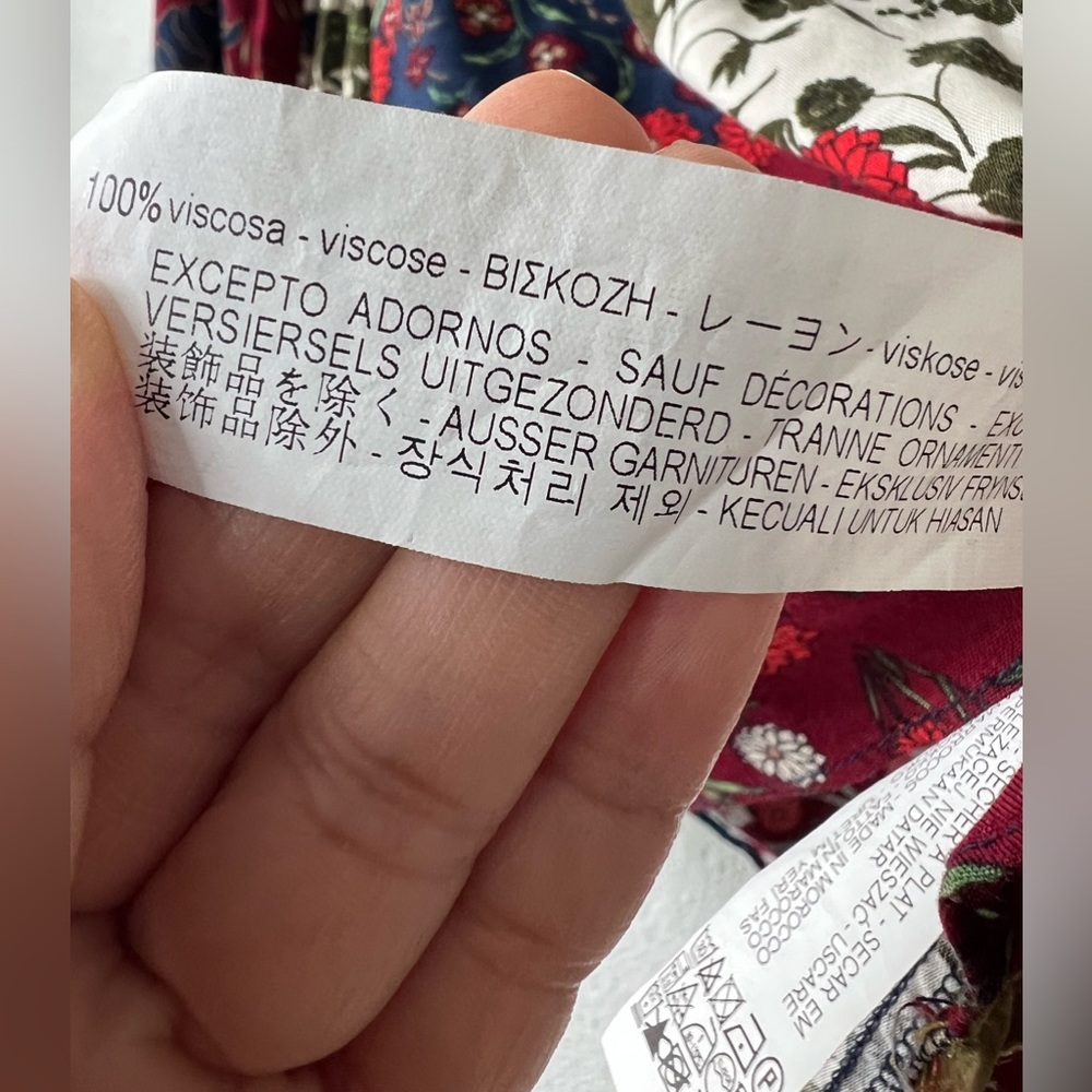 Zara Bohemian Multicolor Button Down 100% Viscose… - image 5